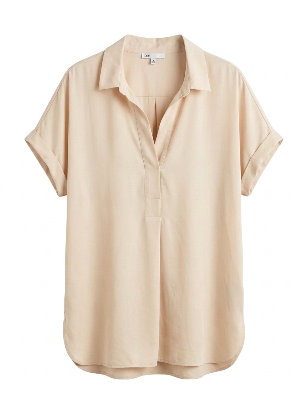 DR2 Soft Banana Peach V-Neck Collared Tunic Blouse - XL